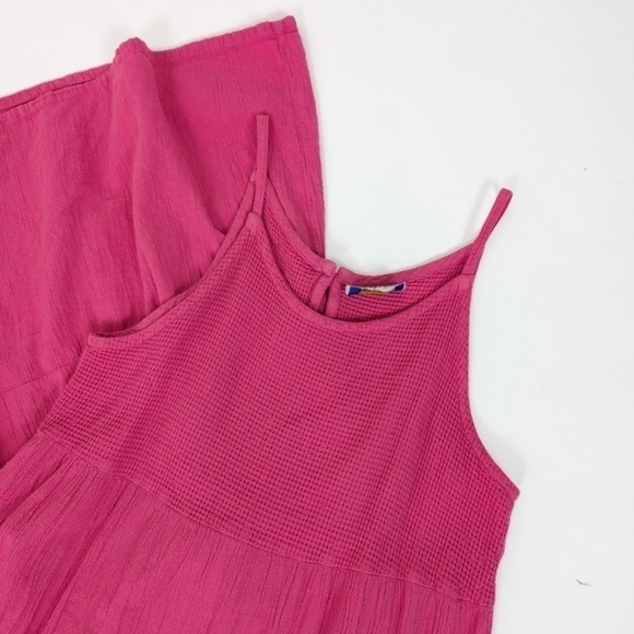 90's Waffle Cotton Midi Dress Halter Empire Waist Floor Length Sleeveless Tank - Picture 3 of 13